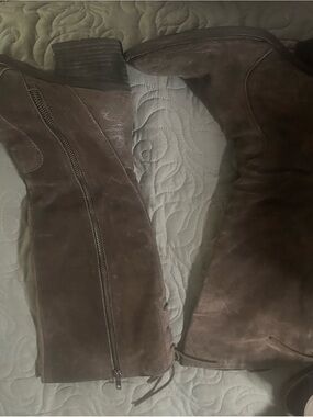 Born Brown Suede Knee-High Heeled Boots